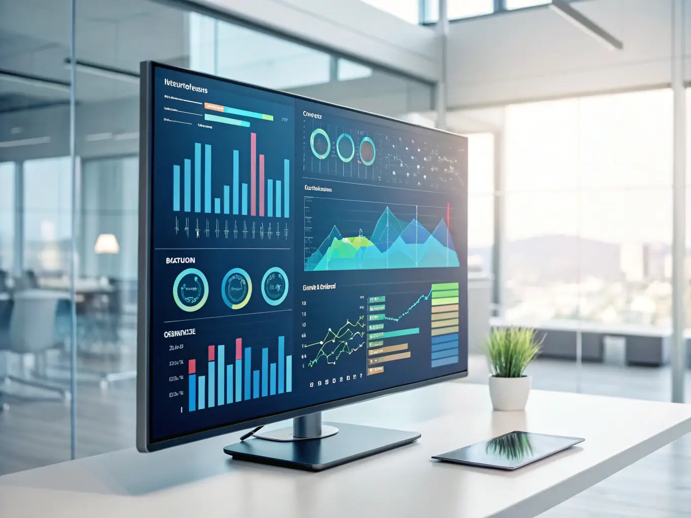 A digital dashboard displaying real-time price comparisons for various furniture products from different factories. Charts and graphs illustrate potential cost savings.